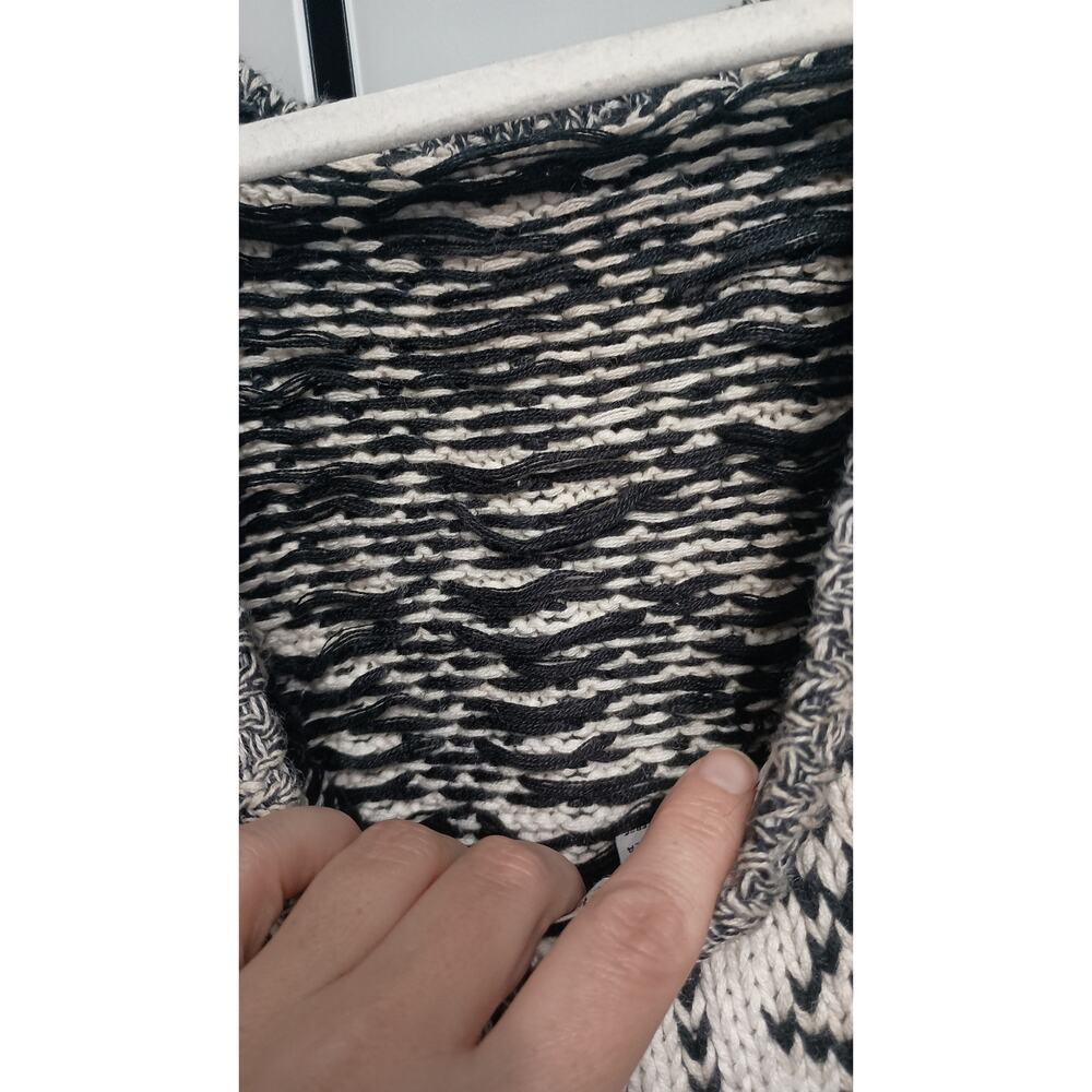 Vintage Nordic chunky knit sweater vest Fair Isle Womens Sm blk/wh grandmacore - Picture 5 of 7